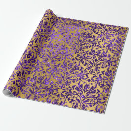 Damask Royal Lila Amethyst Violet Gold Honey Geschenkpapier