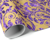 Damask Royal Lila Amethyst Violet Gold Honey