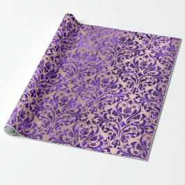 Damask Royal Lila Amethyst Violet Rose Gold Geschenkpapier