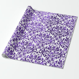 Damask Royal Lila Amethyst Violet Weißer Barock Geschenkpapier