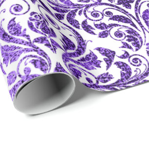 Damask Royal Lila Amethyst Violet Weißer Barock Geschenkpapier