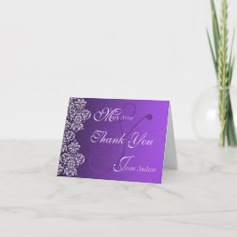 Damask Royal Lila Wedding Danke Note Card