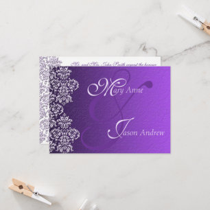 Damask Royal Lila Wedding Invitation Card Einladung