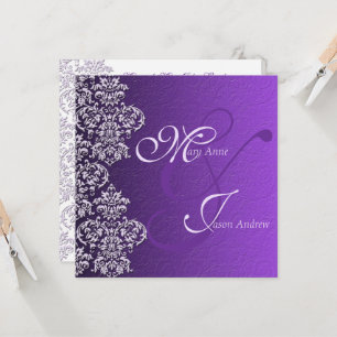 Damask Royal Lila Wedding Invitation Card Einladung