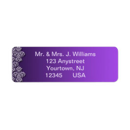 Damask Royal Lila Wedding Return Address Label