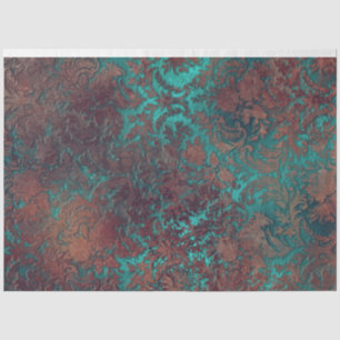 Damask Rust-Aquamarines Papier-Mousselin-Tissue Seidenpapier