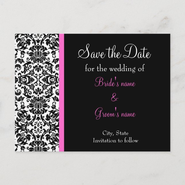 Damask Save the Date Ankündigungspostkarte (Vorderseite)
