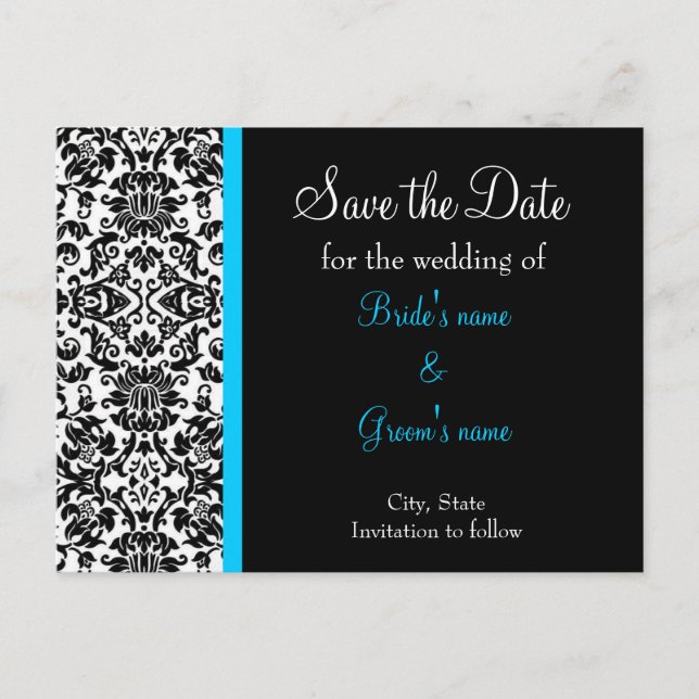 Damask Save the Date Ankündigungspostkarte (Vorderseite)