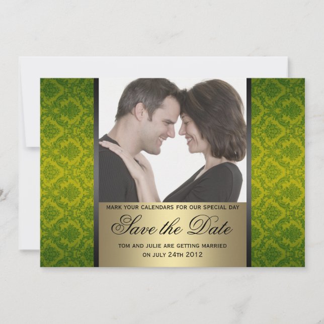 Damask Save the Date Foto (Vorderseite)