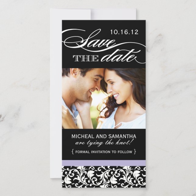 Damask Save the Date Foto Cards (Vorderseite)