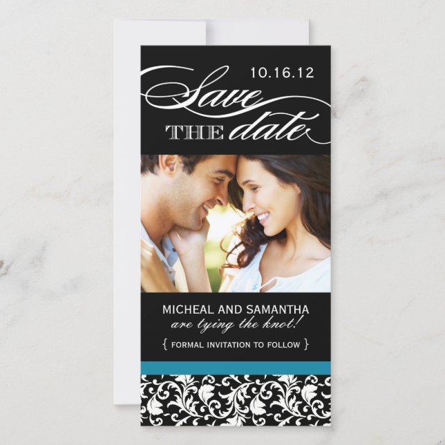 Damask Save the Date Foto Cards (Vorderseite)
