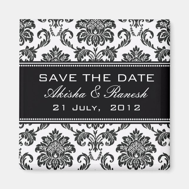 Damask Save the Date Hochzeitskündigung Magnet (Vorne)