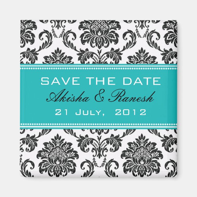 Damask Save the Date Hochzeitskündigung Magnet (Vorne)