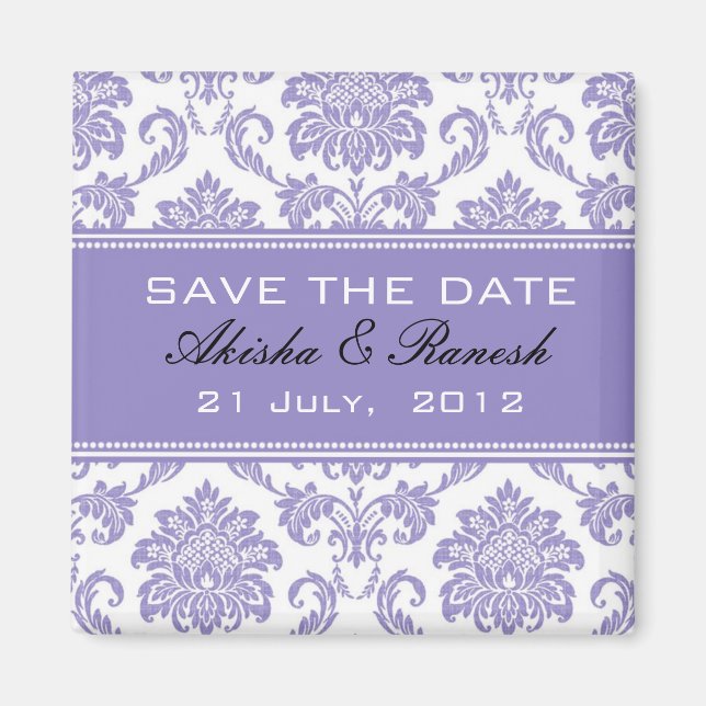 Damask Save the Date Hochzeitskündigung Magnet (Vorne)