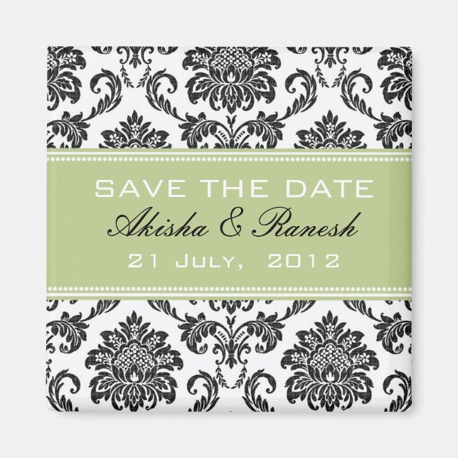 Damask Save the Date Hochzeitskündigung Magnet (Vorne)