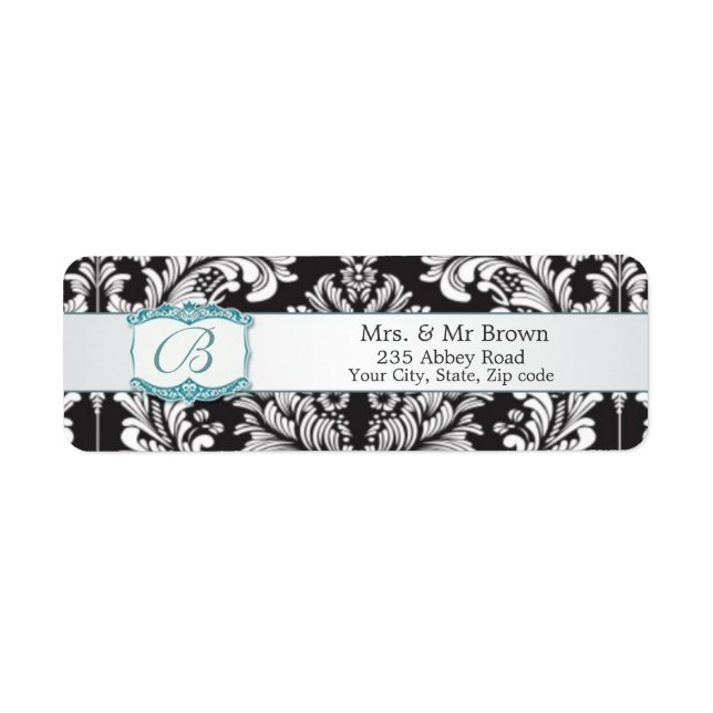Damask Schwarz-weiß Monogram B Wedding Avery (Vorne)