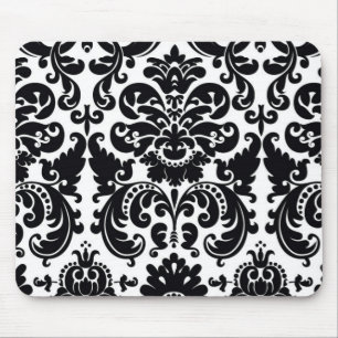 Damask Schwarz-weißer eleganter Computer-Maus-Pad Mousepad
