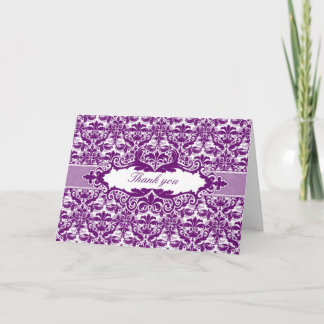 Damask & Scroll Frame Dankeschön-Karte (Plum) Dankeskarte