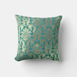 Damask Sepia Gold Metallic Minze Blu Velvet Effekt Kissen