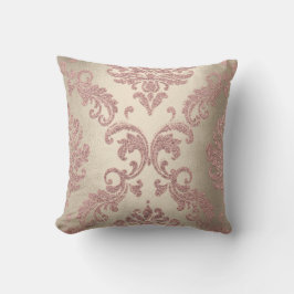 Damask Sepia Pink Blush Pastel Rose Hütte Velvet Kissen
