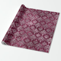 Damask Silver Gray Royal Burgundy Beet Funkelnd