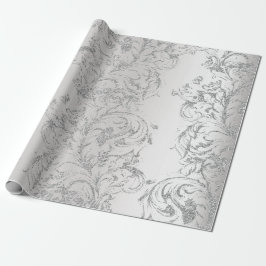Damask Silver Gray Royal Metal Antonietta Hütte Geschenkpapier