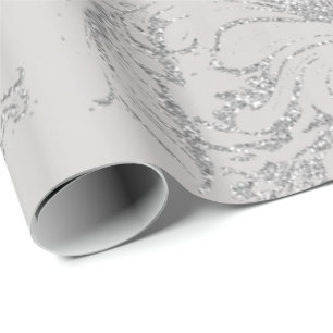 Damask Silver Gray Royal Metal Antonietta Hütte Geschenkpapier