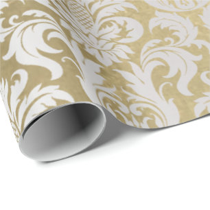 Damask Silver Gray Royal Metallic Elegante Gold Lu Geschenkpapier