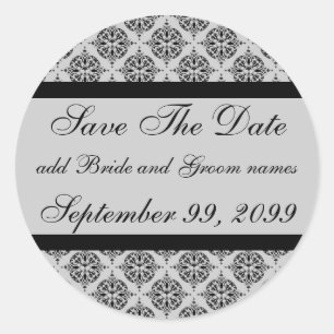 Damask Silver Save the Date Erinnerungen Runder Aufkleber