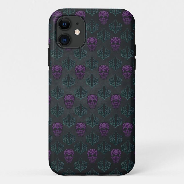 DAMASK SKULL AQUAMARIN LILA Case-Mate iPhone HÜLLE (Rückseite)