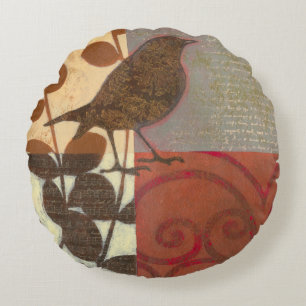 Damask Sparrow Rundes Kissen