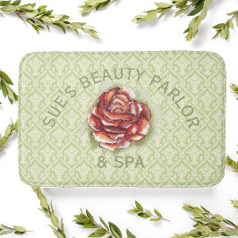 Damask Spring Green Pattern With Rose Badematte
