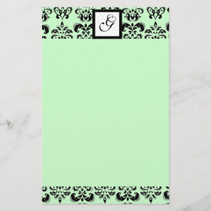 DAMASK SQUARE MONOGRAMM, grün Briefpapier
