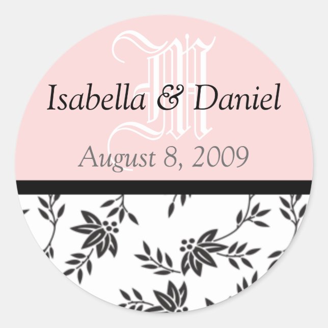 Damask Stickers Monogramme geben Siegel (Vorderseite)