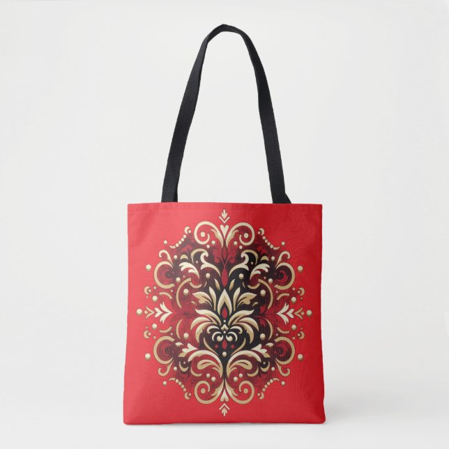 Damask Style in Rot, Gold und Schwarz (Vorderseite)