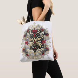 Damask Style in Rot, Gold und Schwarz
