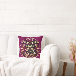 Damask Style in Rot, Gold und Schwarz Kissen