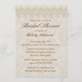 Damask Swan Elegance Ivory - Brautparty Einladung
