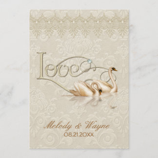 Damask Swan Elegance Ivory - Einladung zur Hochzei