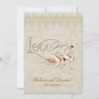 Damask Swan Elegance Ivory - Probe Abendessen Einladung