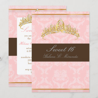 DAMASK SWEET 16/TIARA/PINK/CHOCOLAT EINLADUNG