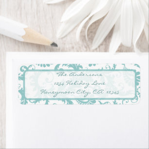 Damask Swirl Aqua Blue Rücksendeadresse