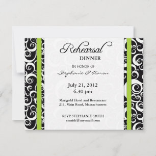 Damask Swirl Probe Dinner Card grün Einladung