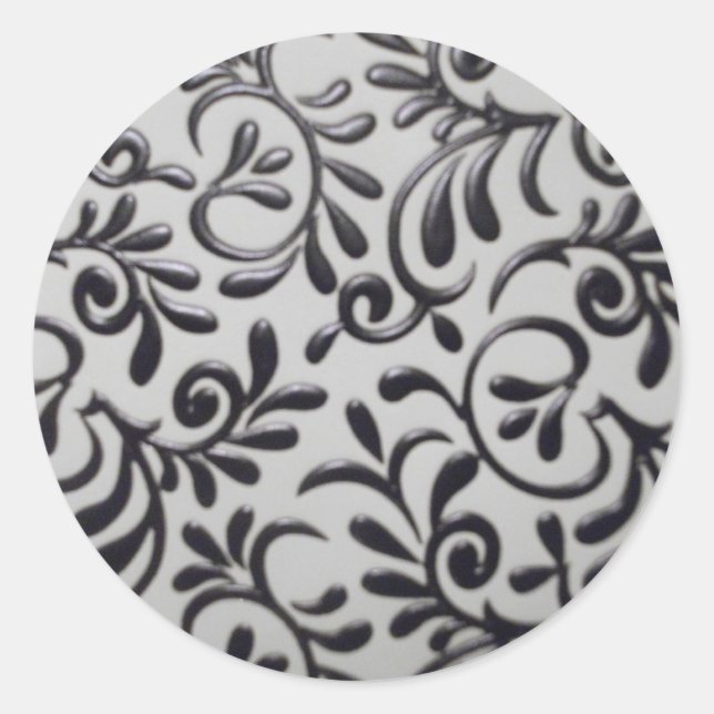 Damask Swirl Round Sticker (Vorderseite)