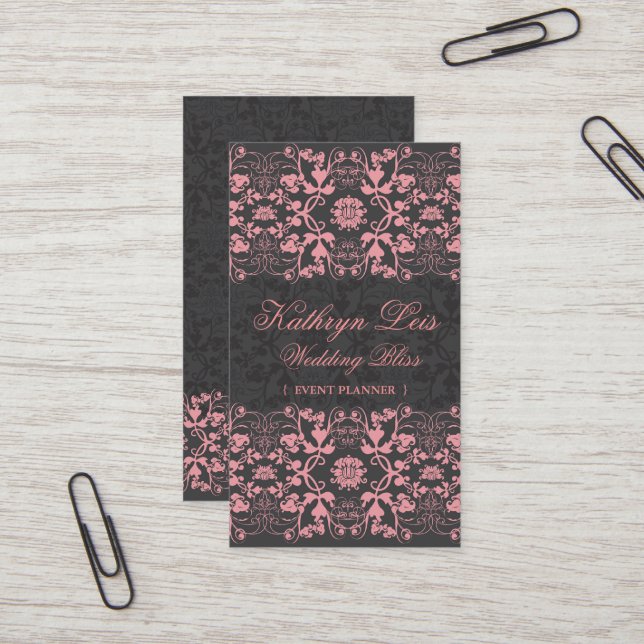 Damask Swirls Lace Licorice Custom Profile Card Visitenkarte (Vorderseite/Rückseite Beispiel)