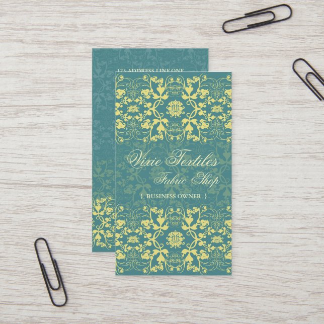 Damask Swirls Lace Peacock Custom Profile Card Visitenkarte (Vorderseite/Rückseite Beispiel)
