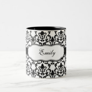 Damask-Tasse mit Ihrem Namen Zweifarbige Tasse