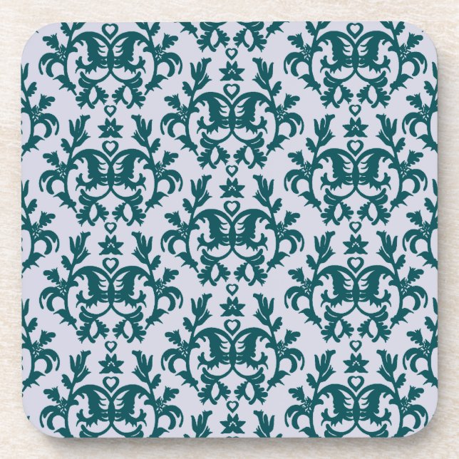 Damask Tief aquamarines Set "Kangaroo Paws" mit 6  Getränkeuntersetzer (Vorderseite)
