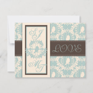 Damask Tweete Einladungskarte für Hochzeiten 2 Einladung