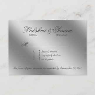 Damask UAWG Wedding Reply Sparkle Aquamarin Silver RSVP Karte